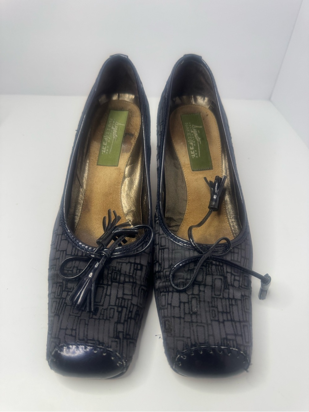 Signature Collection for Naked Feet Black Geometric Heels Women's Size 8AA